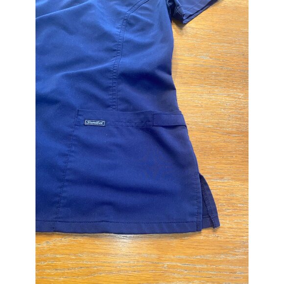 Sambel Scrubs Womens Scrub Top XS Navy Blue V-Neck Stretch - Picture 3 of 5